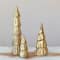 Hello Honey® 12.25" Tall Carved Mango Wood Tree with Rubbed Gold Foil Finish